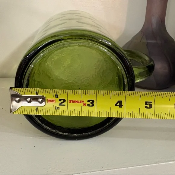Vintage Hazel-Atlas Eldorado Avocado Green Glass Circle Pattern Pitcher Jug - Picture 10 of 10